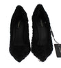 Black Xiangao Lamb Fur Leather Pumps