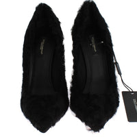 Black Xiangao Lamb Fur Leather Pumps