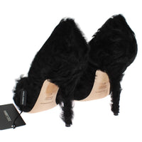 Black Xiangao Lamb Fur Leather Pumps