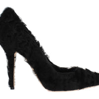 Black Xiangao Lamb Fur Leather Pumps