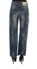 Blue Wash Cotton Boyfriend Fit Cropped Jeans