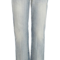 Blue Wash Cotton Boyfriend Fit Cropped Jeans