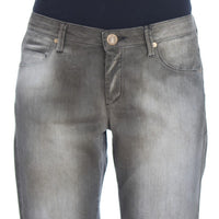 Gray Cotton Blend Loose Fit Boyfriend Jeans