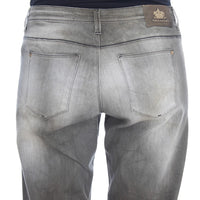 Gray Cotton Blend Loose Fit Boyfriend Jeans