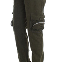 Green Wool Blend Loose Fit Cargo Pants