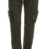 Green Wool Blend Loose Fit Cargo Pants