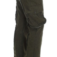 Green Wool Blend Loose Fit Cargo Pants