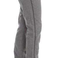Gray Cotton Straight Fit Casual Pants