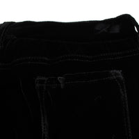 Black Viscose Blend Velvet Slim Fit Pants