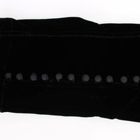 Black Viscose Blend Velvet Slim Fit Pants