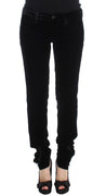 Black Viscose Blend Velvet Slim Fit Pants