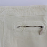 Beige Cotton Capri Cropped Cargo Pants