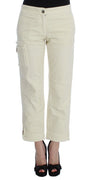 Beige Cotton Capri Cropped Cargo Pants