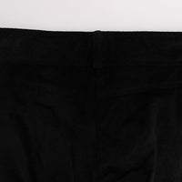 Black Velvet Cotton Capri Bootcut Pants