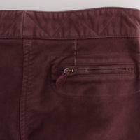 Bordeaux Cotton Cropped Cargo Pants