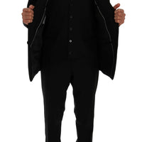 Black Wool Slim Fit 3 Piece Suit