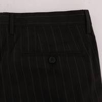 Brown Striped Cotton Dress Formal Pants