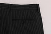 Gray Striped Wool Stretch Formal Pants