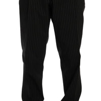 Black Striped Cotton Dress Formal Pants