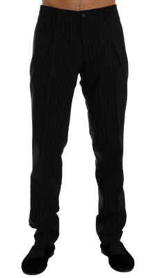 Black Striped Cotton Dress Formal Pants