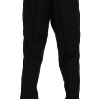 Black Striped Wool Stretch Pants
