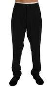 Black Striped Wool Stretch Pants