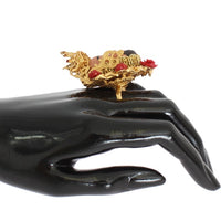 Gold PUPI Resin Roses Crystal Ring