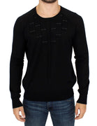 Black crewneck pullover sweater