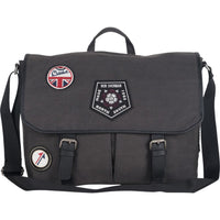 "Patch-a-Bello Road" Military Distressed 15" Computer Messenger Bag with Iconic Patches - Hull Hill
