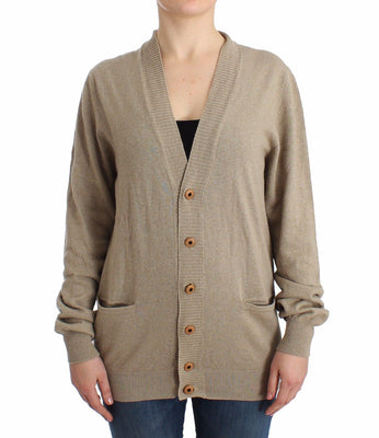 Beige Cardigan Wool Cashmere Sweater Knit