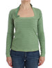 Green Wool Blend Striped Long Sleeve Sweater