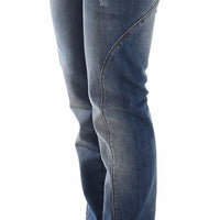 Blue Slim Jeans Denim Pants Straight Stretch