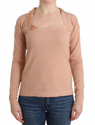 Orange Wool Blend Striped Long Sleeve Top