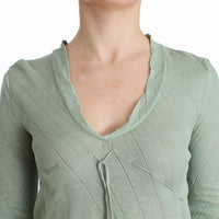 Green Lightweight Knit Sweater Top Blouse