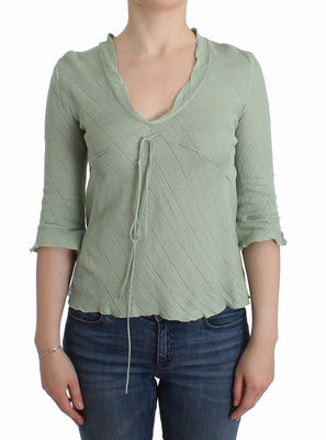 Green Lightweight Knit Sweater Top Blouse