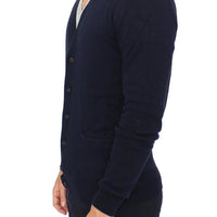 Blue Wool Cashmere Cardigan Pullover Sweater