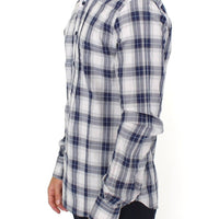 Blue Checkered Cotton Casual Shirt Top