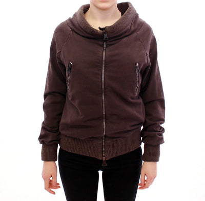 Brown Stretch Full Zip Sweater Jacket