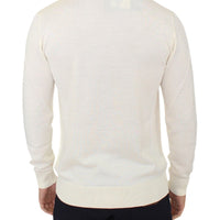 Off White Wool Blend V-neck Pullover Sweater