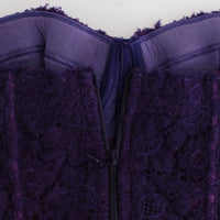 Lingerie Purple Corset Bustier Top Floral Lace