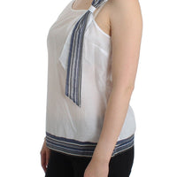 White Blue Top Blouse Tank Shirt Sleeveless