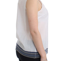 White Blue Top Blouse Tank Shirt Sleeveless