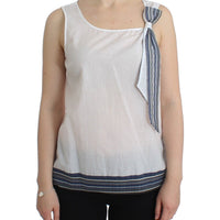 White Blue Top Blouse Tank Shirt Sleeveless