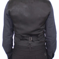 Black Cotton Viscose Dress Vest Blazer