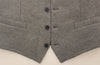 Gray Cotton Stretch Dress Vest Blazer