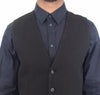 Black Cotton Dress Vest Blazer Jacket