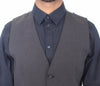 Gray Wool Stretch Dress Vest Blazer