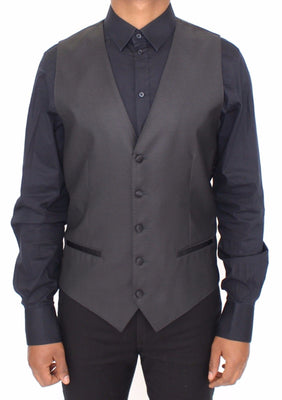 Black Silk Wool Dress Vest Blazer Jacket