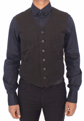 Black Flax Cotton Dress Vest Blazer