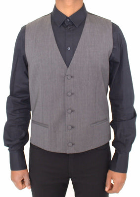 Gray Wool Stretch Dress Vest Jacket Blazer